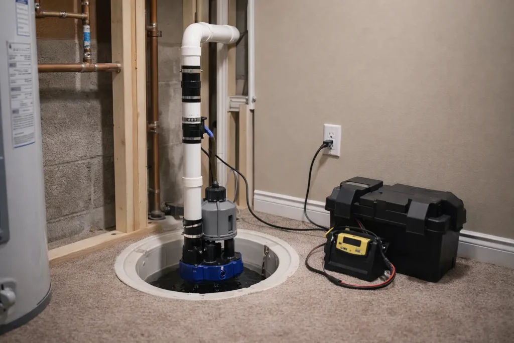 Ardagj B;iffs plumbing -New sump pump system installed in finished basement of